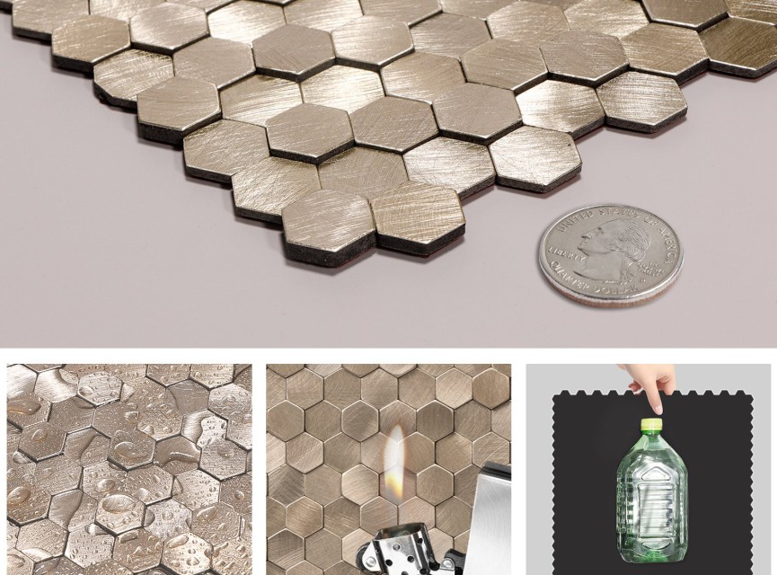Oppio Geborsteld MINI Hexagon Bronce - Zelfklevend Mozaiek 308x298x4mm