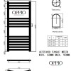 80x40 cm - 378 Watt - Oppio Handdoekradiator - Mat Zwart (Ral 9005)