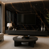 Oppio €67 PER PANEEL - PVC Wandpaneel Ceasar Black / Zwart Goud Hoogglans - 120x280x0,3 cm