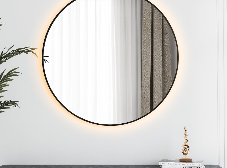 LUNA - 40 CM ( ZWART ) Badkamerspiegel met verlichting