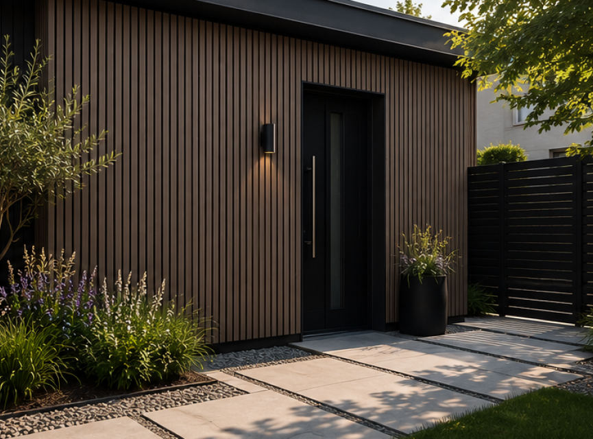 €28 Per Stuk - ROSEWOOD - Zwarte strepen - Gevelbekleding – Composiet | 290 x 22 cm | Gevel | Tuin |