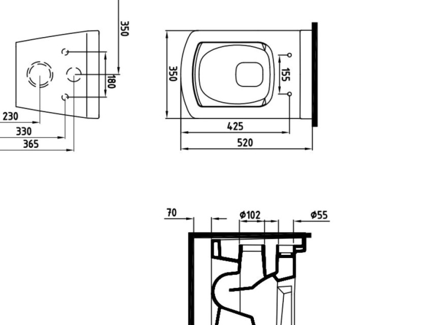 Oppio Square Randloos Douche-WC in Glans Wit – Inclusief Softclose Bril