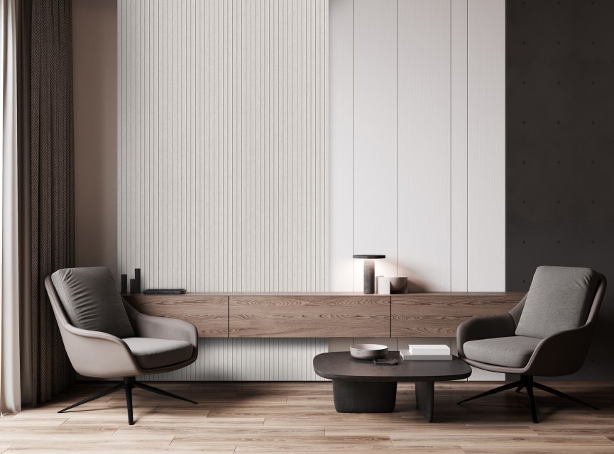 OPPIO Viltpaneel Beige JAPANDI - 60x280 cm - Brandvertragend & Geluiddempend