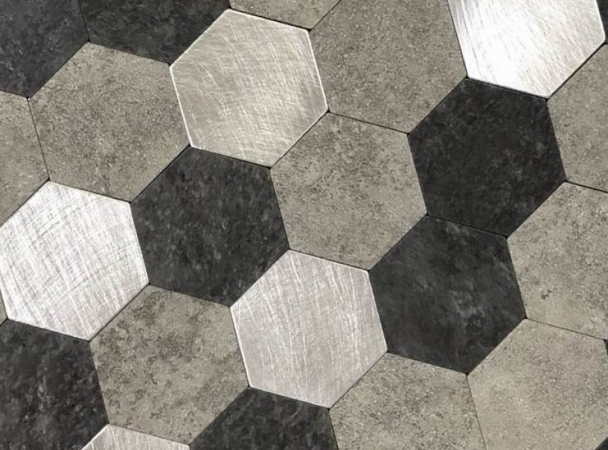 Oppio XL Grijs-Zwart MIX HEXAGON - Zelfklevend Mozaiek 288x280x4mm