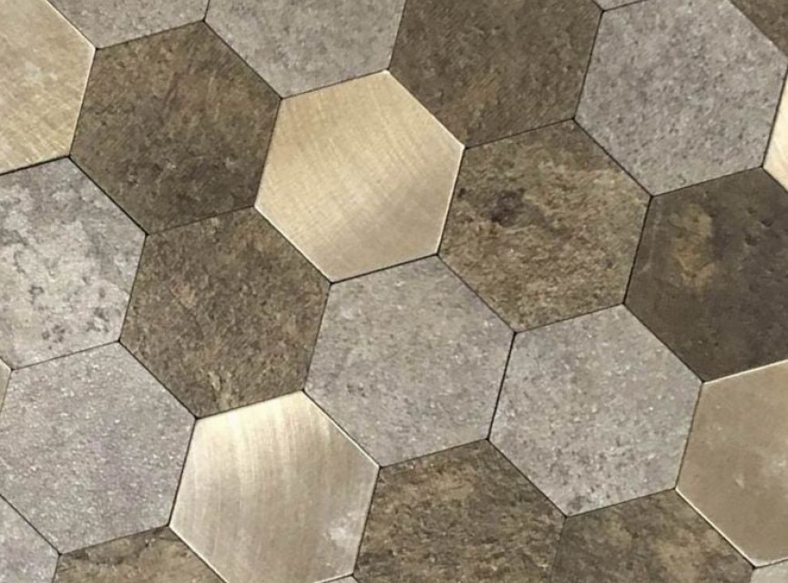 Oppio XL Bruin-Koper MIX HEXAGON - Zelfklevend Mozaiek 288x280x4mm