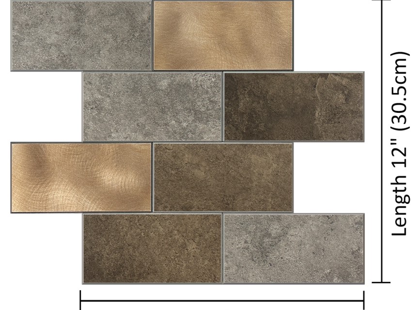Koper XL Taupe Grijs METRO  - Zelfklevend Mozaiek 30.5x30.5x4mm