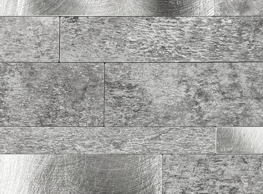 Oppio Grijs-Zilver Natuursteen ALU Wildverband - Zelfklevend Mozaiek 303x298x4mm