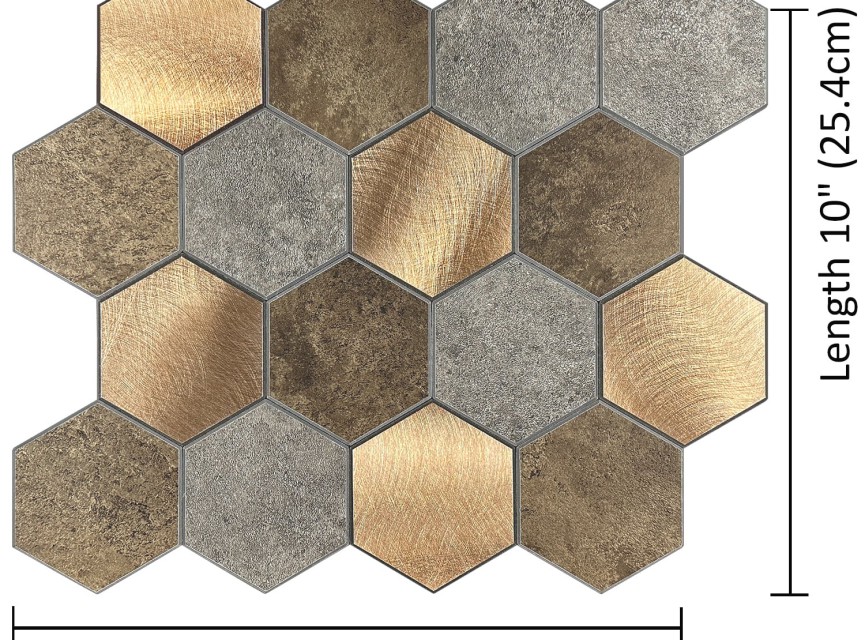 Oppio Koper XL Taupe Grijs HEXAGON - Zelfklevend Mozaiek 29.2x25.4x4mm