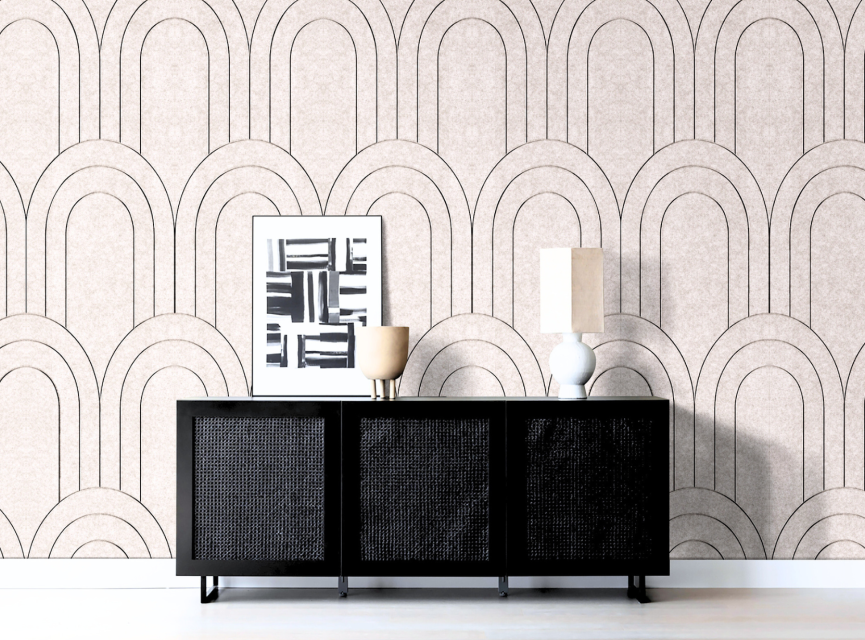 OPPIO Viltpaneel Beige - BAROK - 60x280 cm - Brandvertragend & Geluiddempend
