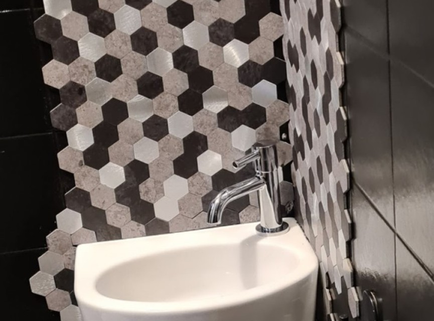 Oppio XL Grijs-Zwart MIX HEXAGON - Zelfklevend Mozaiek 288x280x4mm