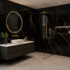 Oppio €67 PER PANEEL - PVC Wandpaneel Ceasar Black / Zwart Goud Hoogglans - 120x280x0,3 cm
