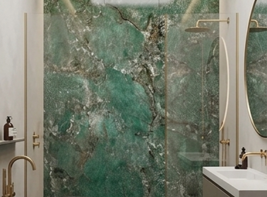 Oppio €69 PER PANEEL - 120x280x0,3 cm - PVC Wandpaneel ONYX Green - Hoogglans