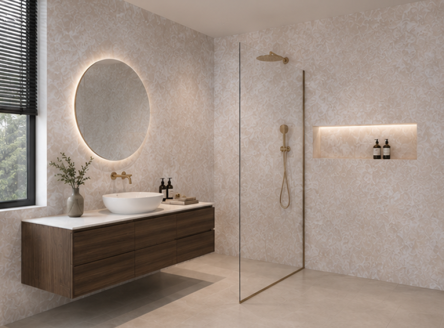 Oppio €57 PER PANEEL - 120x280x0,3 cm – Sardonyx PVC Wandpaneel Hoogglans