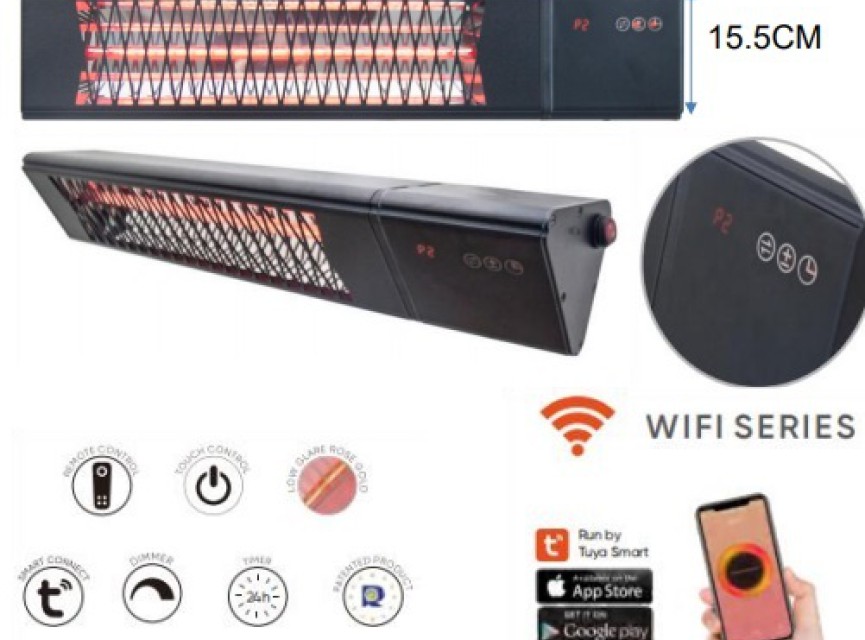 OPPIO Elektrische Terrasverwarmer 2500W - WIFI FUNCTIE (MUUR)