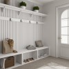 €37 PER PANEEL - 260x60 cm Wit Akoestische wand panelen lattenwand met Witte Vilt