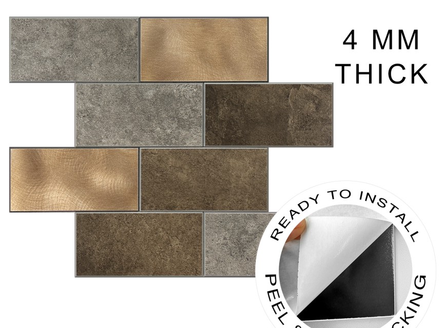 Koper XL Taupe Grijs METRO  - Zelfklevend Mozaiek 30.5x30.5x4mm
