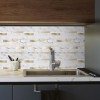 Oppio Wit Marmerlook met GOUDEN ALU Wildverband - Zelfklevend Mozaiek 303x298x4mm
