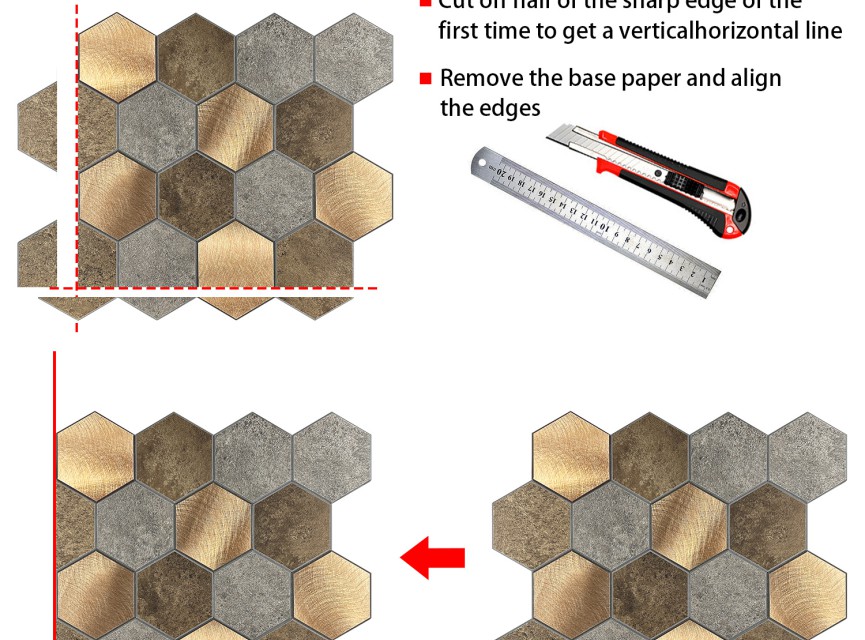 Oppio Koper XL Taupe Grijs HEXAGON - Zelfklevend Mozaiek 29.2x25.4x4mm