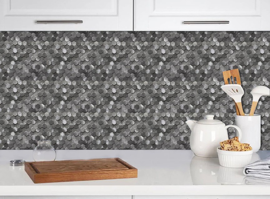 Oppio Gunmetal MINI Hexagon - Zelfklevend Mozaiek 305.9x306.8x4mm