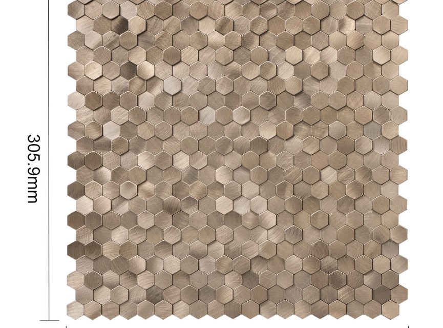 Oppio Geborsteld MINI Hexagon Bronce - Zelfklevend Mozaiek 308x298x4mm