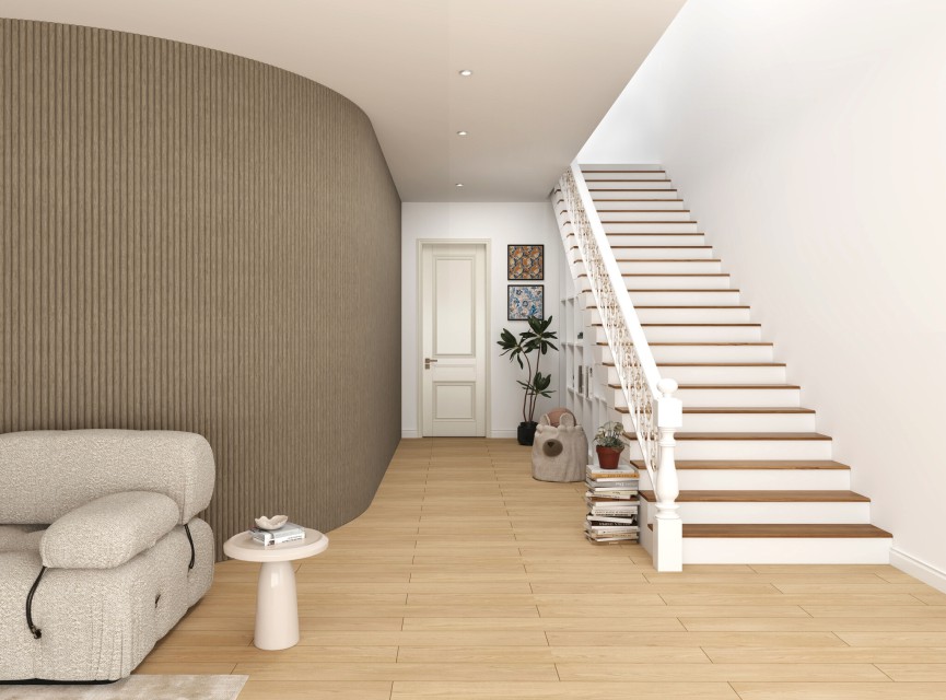 RONDE LATTEN - WALNOOT Eiken akoestische wand panelen lattenwand met Vilt