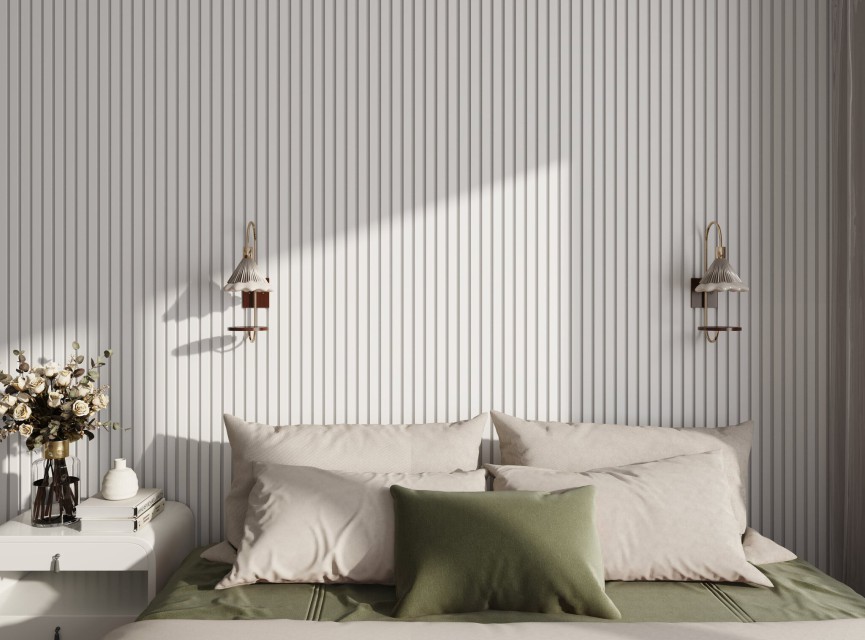 €37 PER PANEEL - 260x60 cm Wit Akoestische wand panelen lattenwand met Witte Vilt