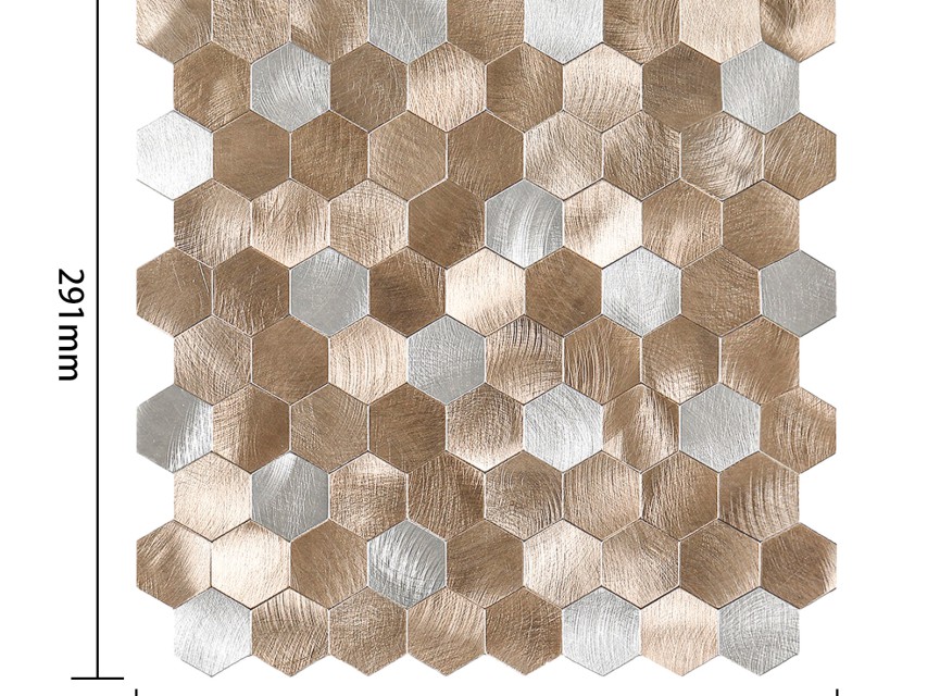Oppio Geborsteld Zilver MIX HEXAGON - Zelfklevend Mozaiek 291x286x4mm