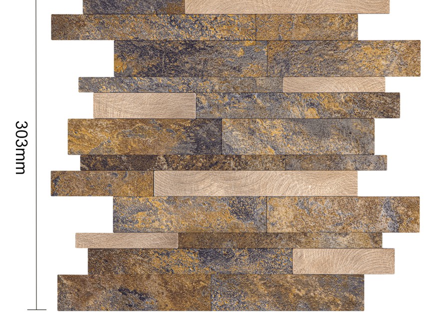 Oppio Taupe Natuursteen Wildverband - Zelfklevend Mozaiek 303x298x4mm