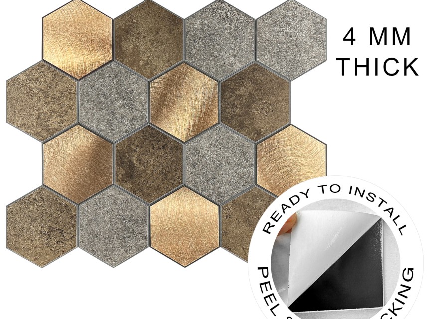 Oppio Koper XL Taupe Grijs HEXAGON - Zelfklevend Mozaiek 29.2x25.4x4mm