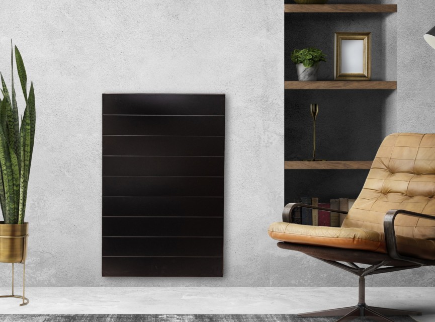 90x40 cm Type 22 - 1247 Watt - ECA Paneelradiator Compact 8 gegroefde voorzijde - Mat Zwart (Ral 9005)