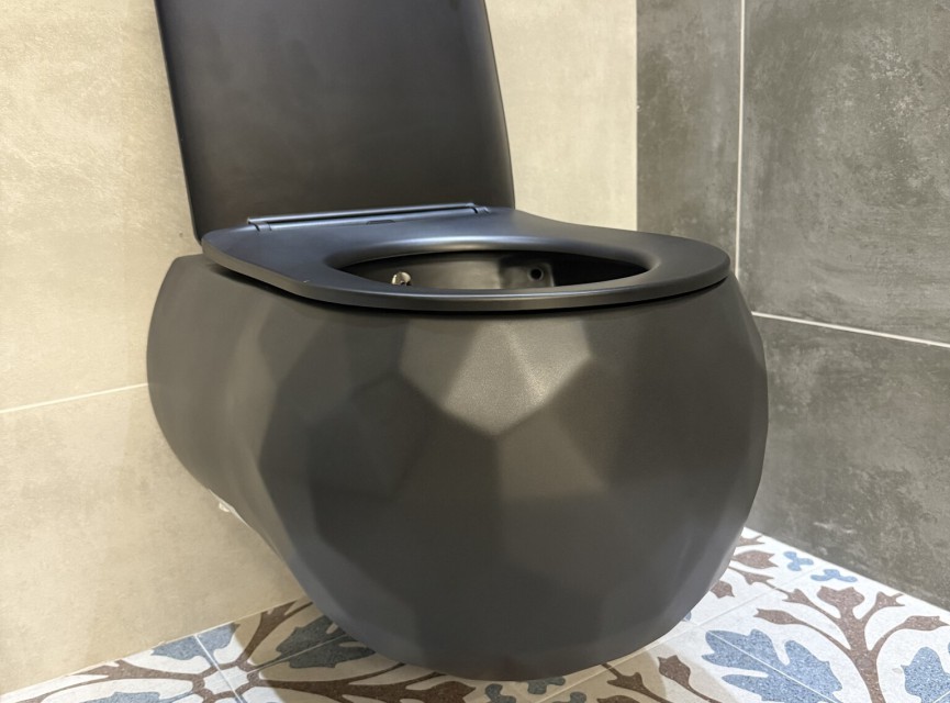 Oppio Diamond Black Wandcloset – Mat Zwart – Rimfree – Met Bidet-functie