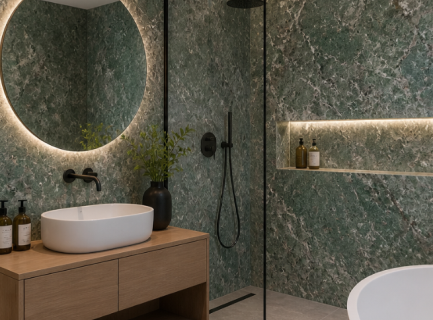 Oppio €69 PER PANEEL - 120x280x0,3 cm - PVC Wandpaneel ONYX Green - Hoogglans