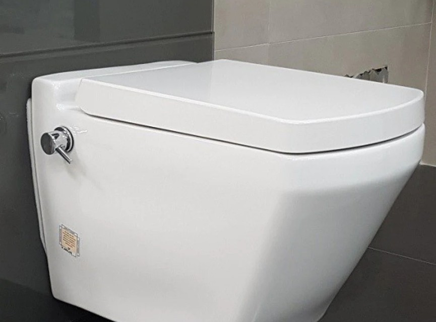 Oppio Square Randloos Douche-WC in Glans Wit – Inclusief Softclose Bril