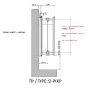 40x260 cm Type 22 - 4186 Watt - ECA Paneelradiator Compact 8 gegroefde voorzijde - Wit (Ral 9016)