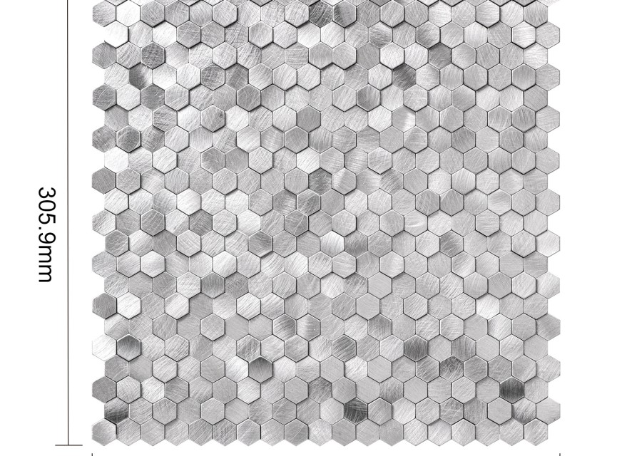 Oppio Geborsteld MINI Hexagon Zilver - Zelfklevend Mozaiek 308x298x4mm