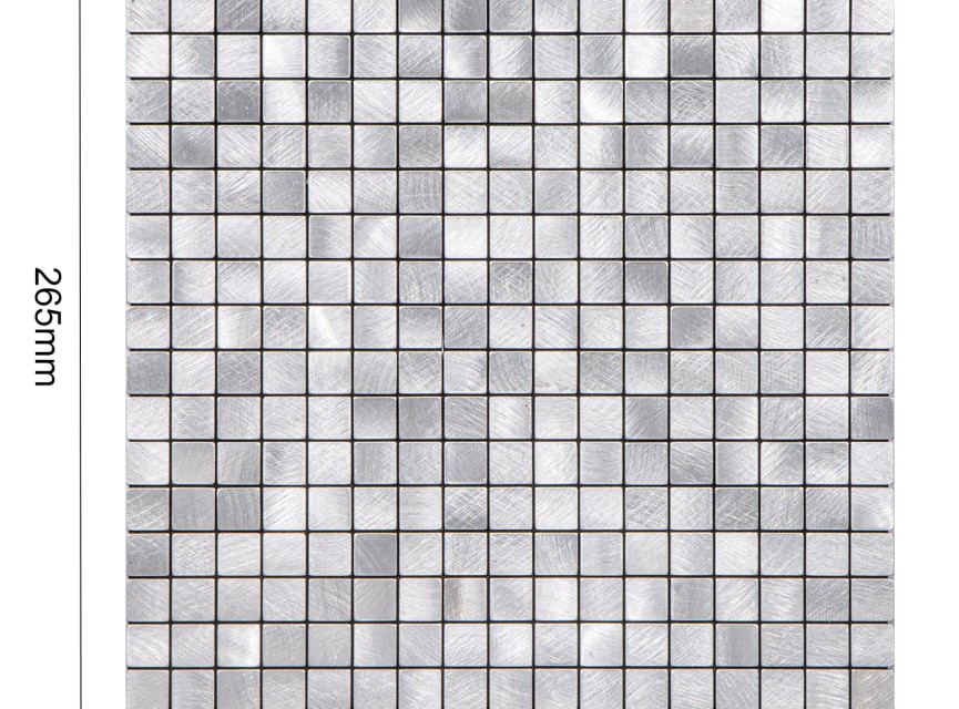 Geborsteld MINI blokjes Zilver - Zelfklevend Mozaiek 265x265x4mm