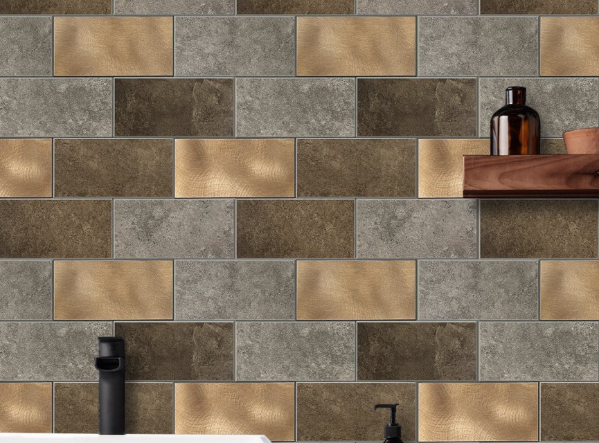 Koper XL Taupe Grijs METRO  - Zelfklevend Mozaiek 30.5x30.5x4mm
