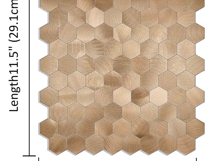 Oppio XL Geborsteld Brons HEXAGON - Zelfklevend Mozaiek 291x286x4mm