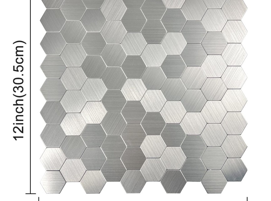 Oppio Geborsteld Zilver HEXAGON - Zelfklevend Mozaiek 291x286x4mm