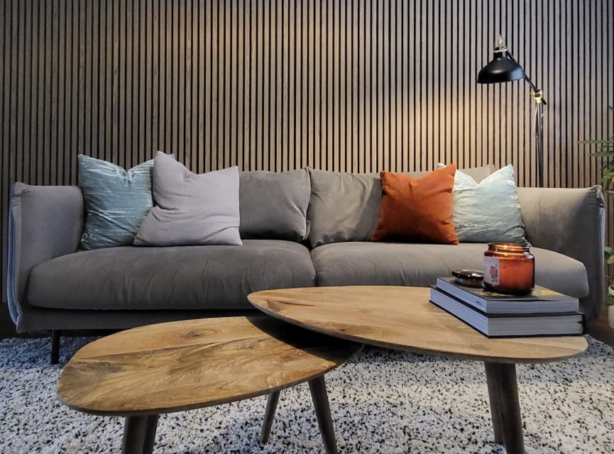 €37 Per Paneel - SUPERMAT 60x260 cm LICHT WALNOOT Eiken akoestische wand panelen lattenwand met Vilt
