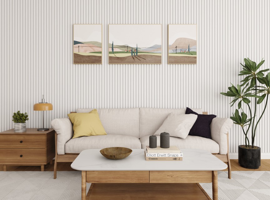 €37 PER PANEEL - 260x60 cm Wit Akoestische wand panelen lattenwand met Witte Vilt