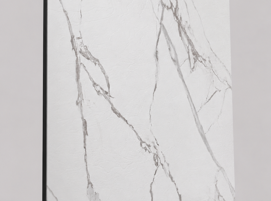 Oppio €84 PER PANEEL - PVC Wandpaneel MAT Calacatta Marmer Wit / Grijs - 120x280x0,3 cm