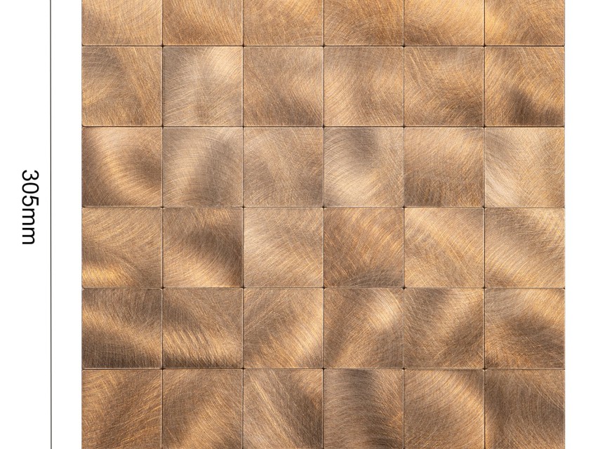 Oppio XL Geborsteld Brons - Grote blokken - Zelfklevend Mozaiek 305x305x4mm