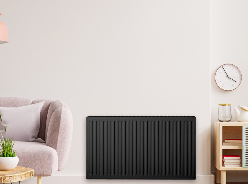 60x180 cm Type 22 - 3941 Watt - Oppio Paneelradiator Compact 6 geribbelde voorzijde - Mat Zwart (Ral 9005)