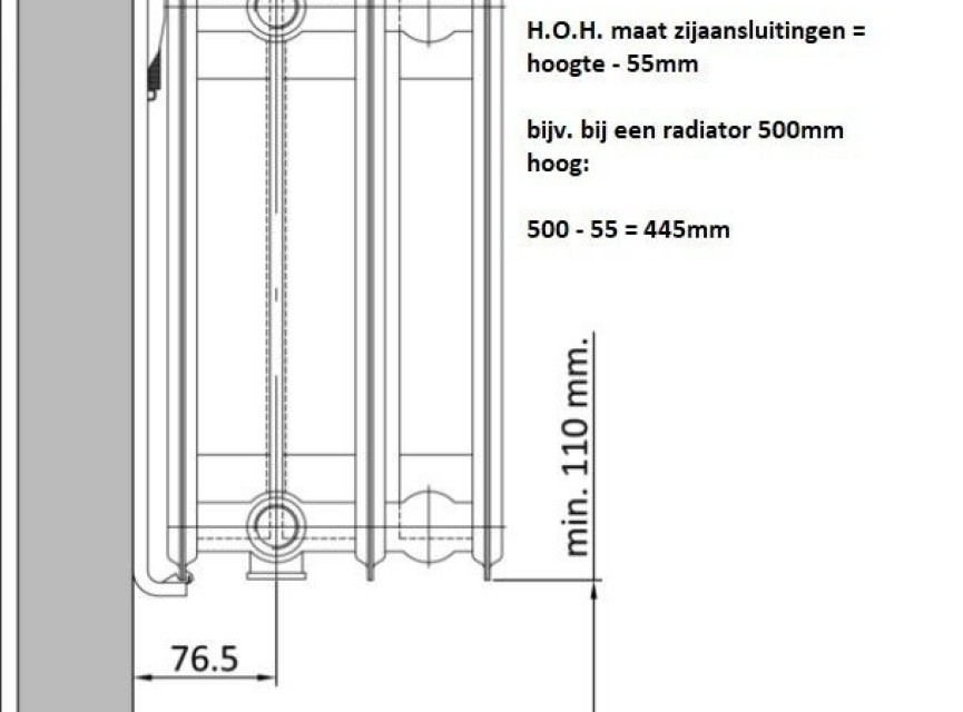 60x180 cm Type 33 - 5728 Watt - ECA Paneelradiator Compact 8 gegroefde voorzijde - Wit (Ral 9016)