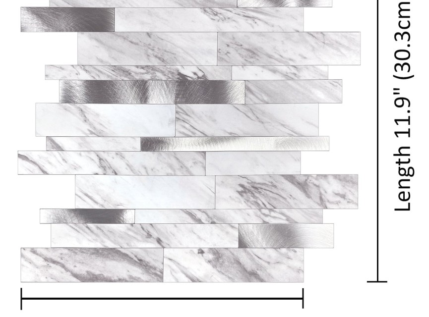 Wit marmerlook Natuursteen ALU Wildverband - Zelfklevend Mozaiek 303x298x4mm