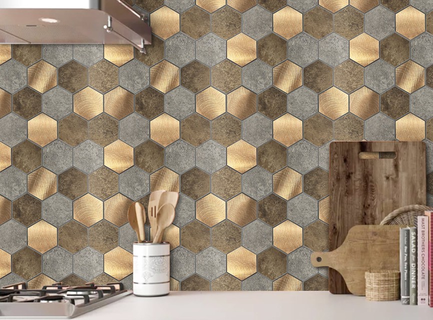 Oppio Koper XL Taupe Grijs HEXAGON - Zelfklevend Mozaiek 29.2x25.4x4mm