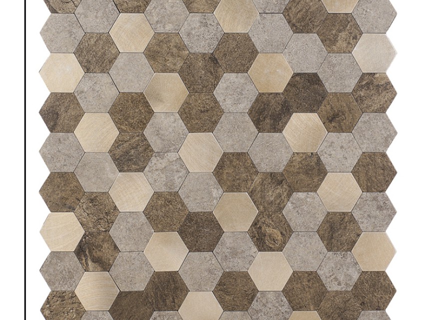 Oppio XL Bruin-Koper MIX HEXAGON - Zelfklevend Mozaiek 288x280x4mm