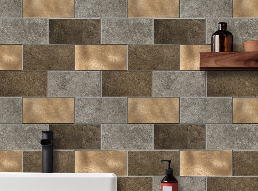 Koper XL Taupe Grijs METRO  - Zelfklevend Mozaiek 30.5x30.5x4mm